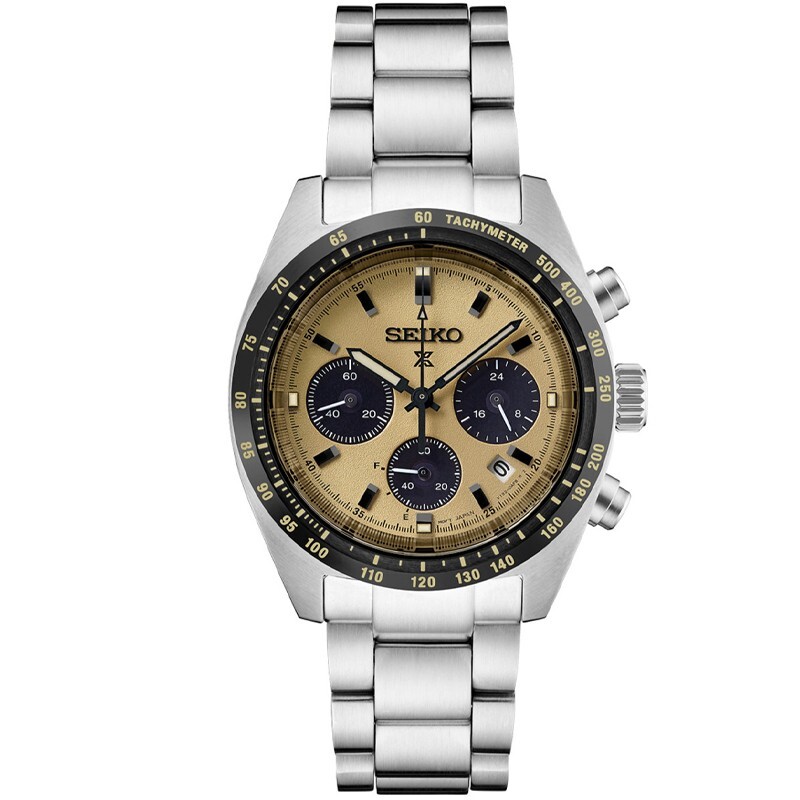 Pre-owned Seiko Prospex 39mm Yellow Dial Stainless Steel Men's Watch Ssc817