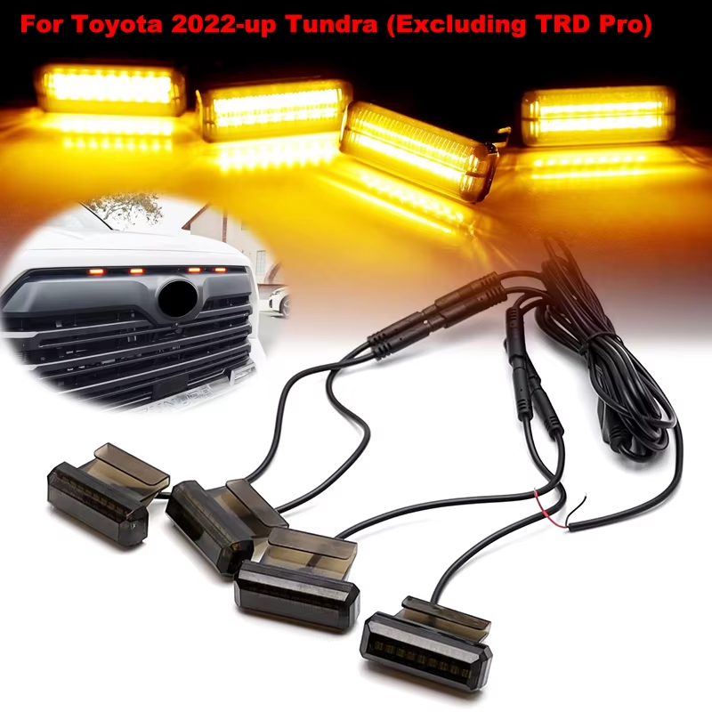 4pcs Front Grille Clearance Light Assembly For Toyota Tundra Raptor/TRD DRL/Driv