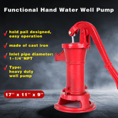 Manual Hand Water Pitcher Pump 25Ft Lift Cast Iron Hand Well Pump Suction