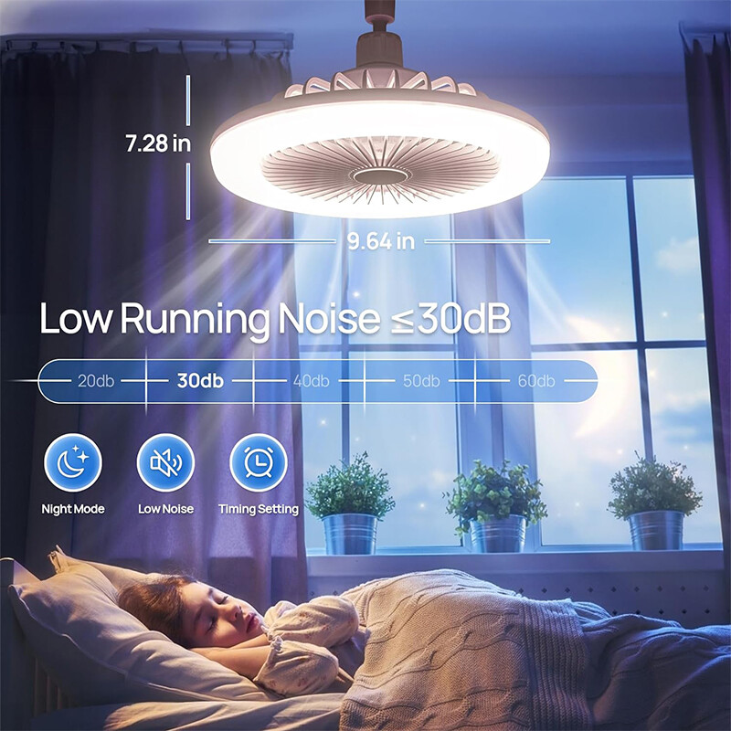 Large Ceiling Fan for E27 Socket  30W with Dimmable LED Light Remote Controller
