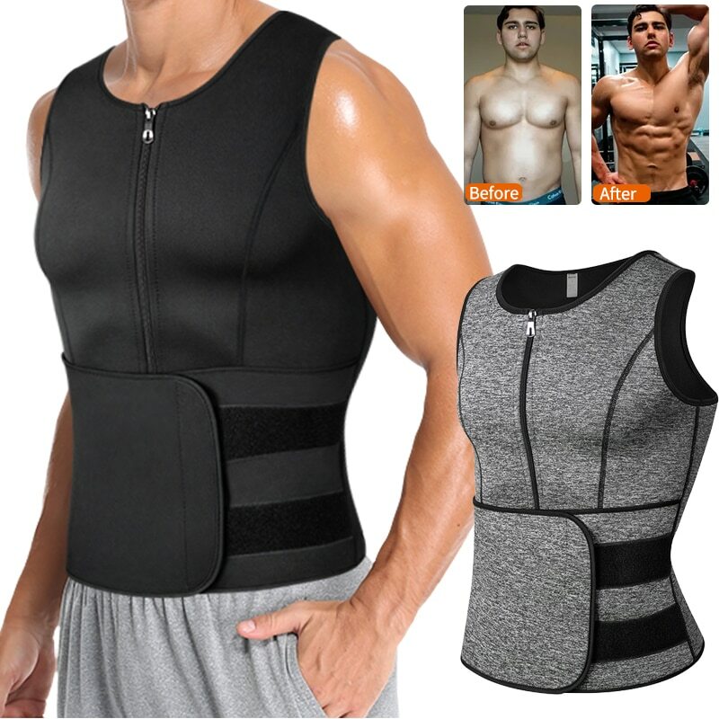 Men Trimmer Sauna Tank Top Workout Vest Gym Body Shaper Neoprene Sweat Shapewear