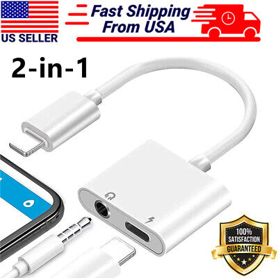 2 in 1 Audio Splitter Adapter Charger 3.5mm Earphone for iPhone 12 11 8 X MAX XR