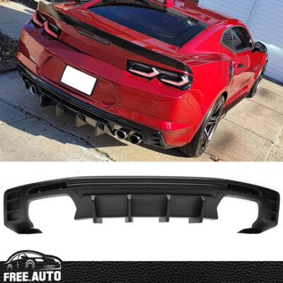 Fit 16-24 Chevy Camaro SS LT LS PP Rear Bumper Lip Diffuser Spoiler Matte Black