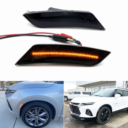 For 2019-2021 Chevrolet Blazer Amber LED Bumper Side Marker Light Kit Black Lens