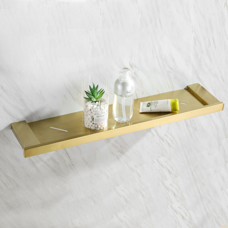 Brushed Gold Luxury Stainless Steel Bathroom Shelves Single Tier