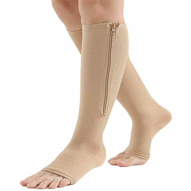 Medias Calcetines De Compresion Para Hombres Y Mujeres Con Cremallera 20-30 Mmhg