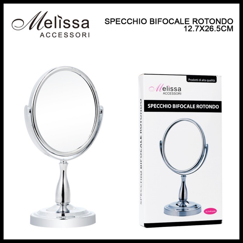 Specchio Bifocale Rotondo 12,7x26,5cm Accessorio Bagno Donna Trucco dfh