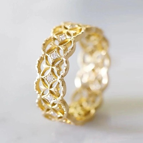 Hohlring Ehering Gold Damenring Mit Cubic Zirconia Band