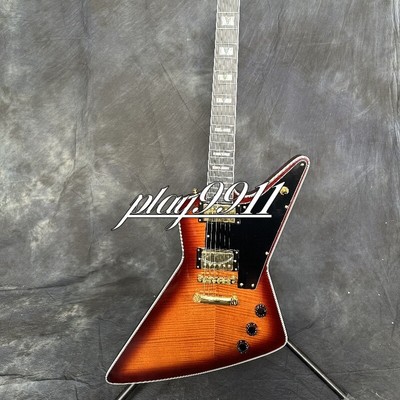 Factory Sunburst Explorer Gold Hardware Electric Guitar Flamed Maple Top Veneer