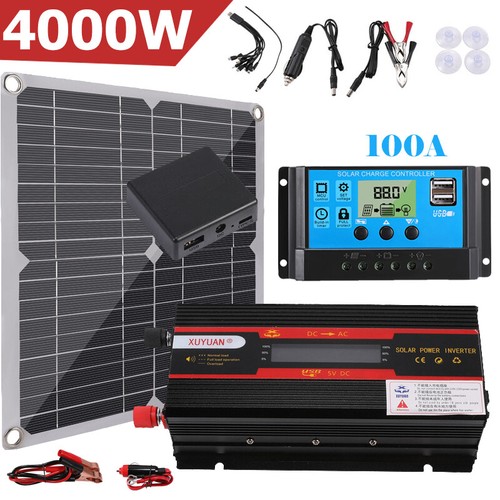 4000Watt Complete Solar Panel Kit Solar Power Generator 100A Home 110V Off-Grid