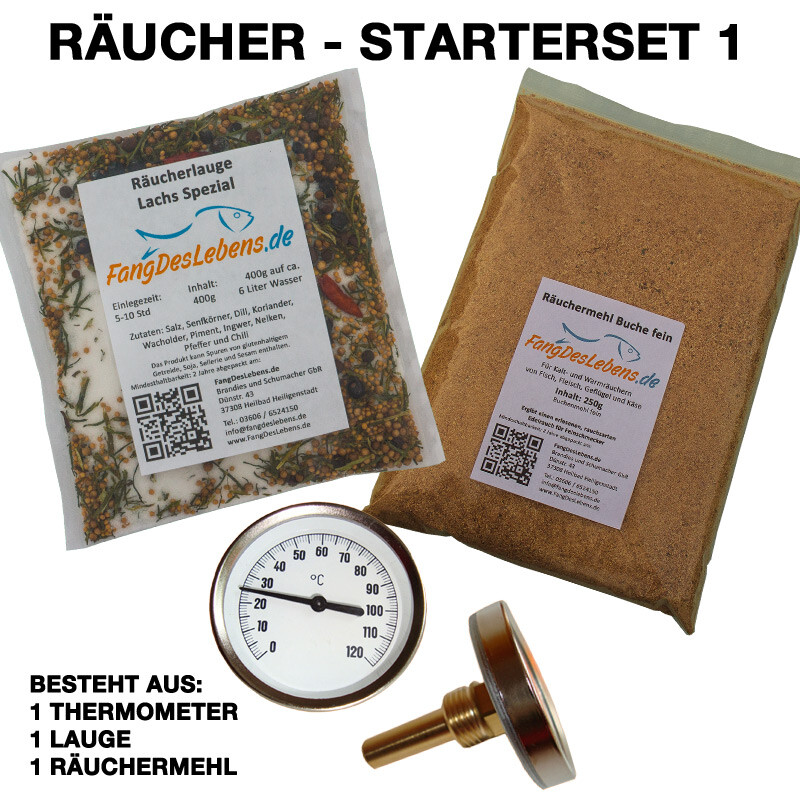 Räucher StarterSet Nr. 1 - einfach starten, Thermometer, Mehl, Lauge, Vers. frei