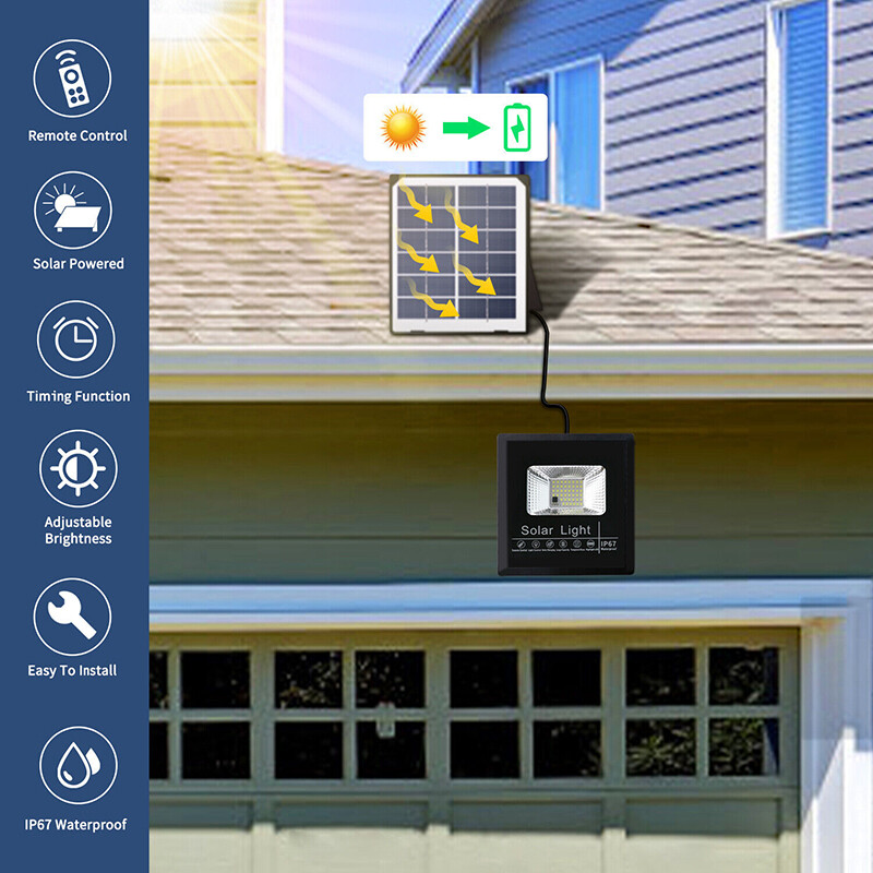 990000lm Solar Street Light W/ Solar Panel Waterproof Outdoor Garden Flood Lamp
