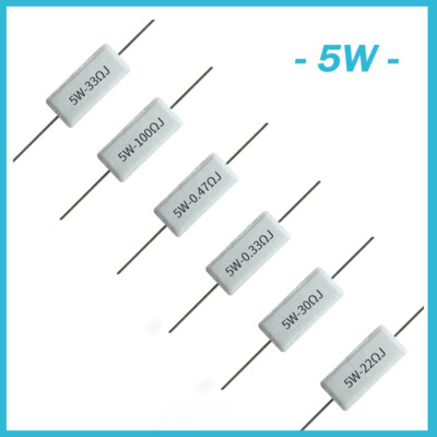 5 Watt Axial Ceramic Cement Power Resistor 5W 0.1 ohm -100K ohm - ALL SIZE