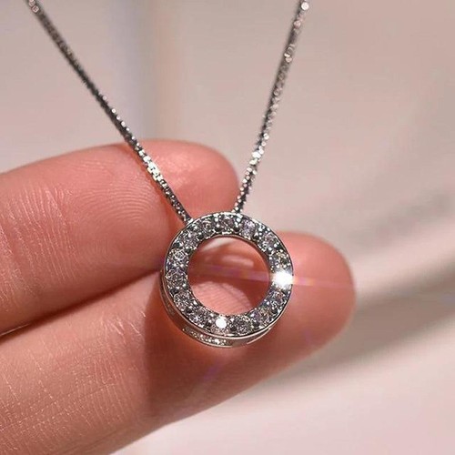 Trendy Geometric Cubic Zirconia Necklace Copper Alloy Clavicle Chain Women