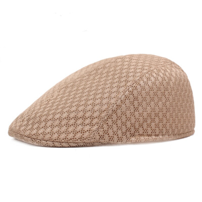 Men's Breathable Mesh Flat Cabbie Caps Gatsby Ivy Golf Newsboy Driving Beret  