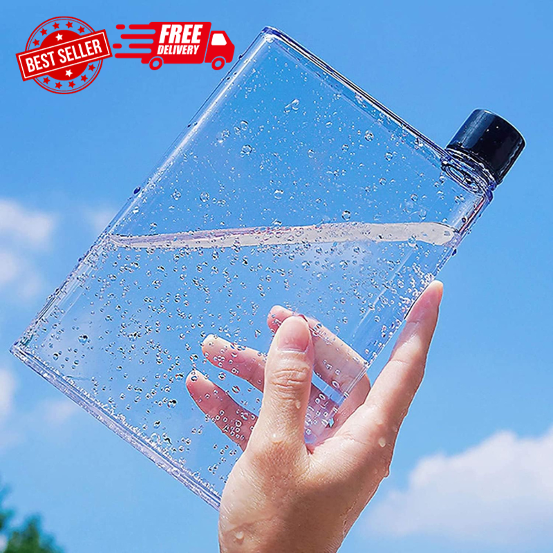 Clear Reusable Slim Flat Water Bottle 420ml Portable Fits In Pocket &random Corn