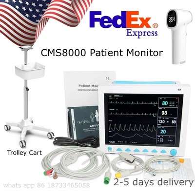 ICU Vital Signs Patient Monitor Cardiac Machine+Trolley Go Stand Vertical Cart