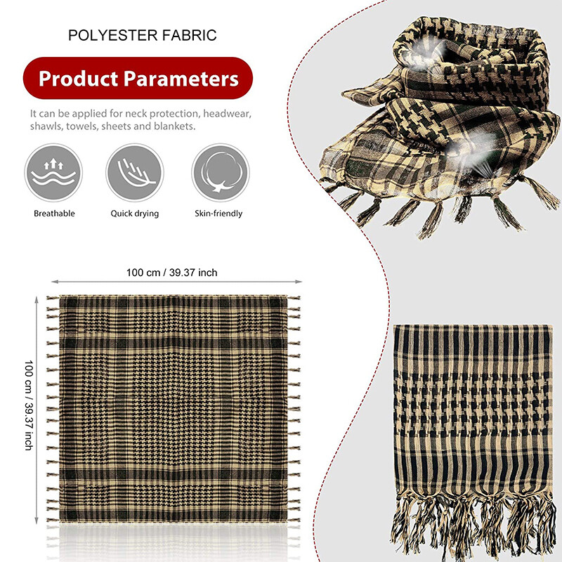 Shemagh Tactical Desert Military Head Scarf Face Mask Arab Wrap Keffiyeh Scarves