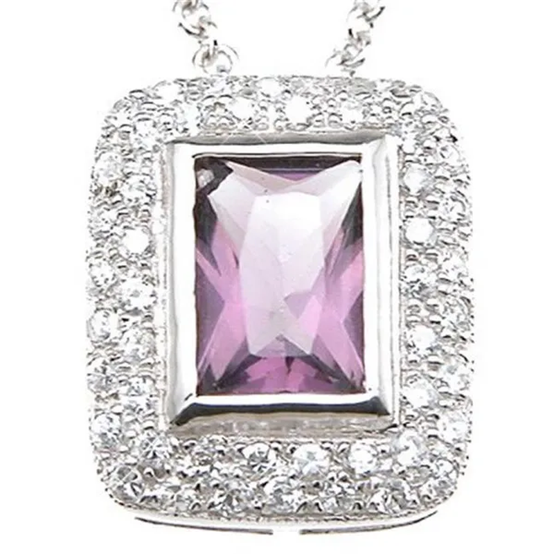 Sterling Couture P6411 8 X 12 Mm 925 Sterling Silver Emerald Cut Antique Style Pave Pendant, Rhodium Finish