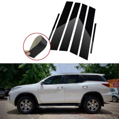 6X Fit For Toyota Fortuner 2016-2024 2017 Black Window Pillar Post Sticker Trim
