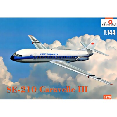 Amodel 1478 Plastic model airplane kit Scale 1:144 SE-210 ''Caravelle'' III