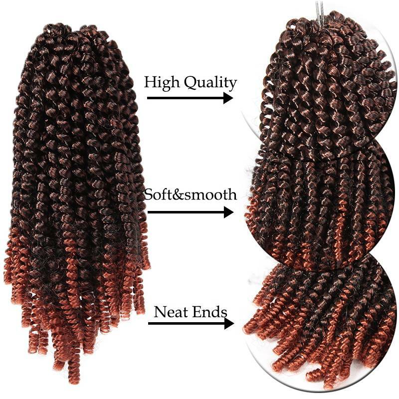 3x Spring Twists Crochet Braids – Lockige Kunsthaar-Strähnen, Dunkelbraun, 20 Cm (8 Zoll), Für Afro-Looks & Verlängerungen