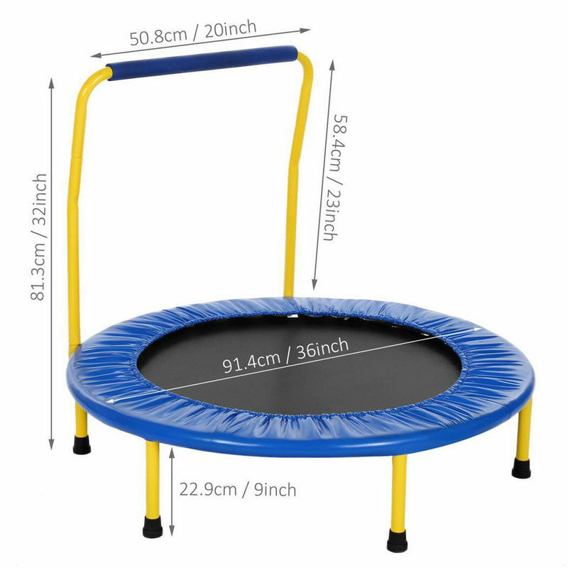 JumJoe Trampoline with Padded Frame Cover Handle Portable Foldable For Kids
