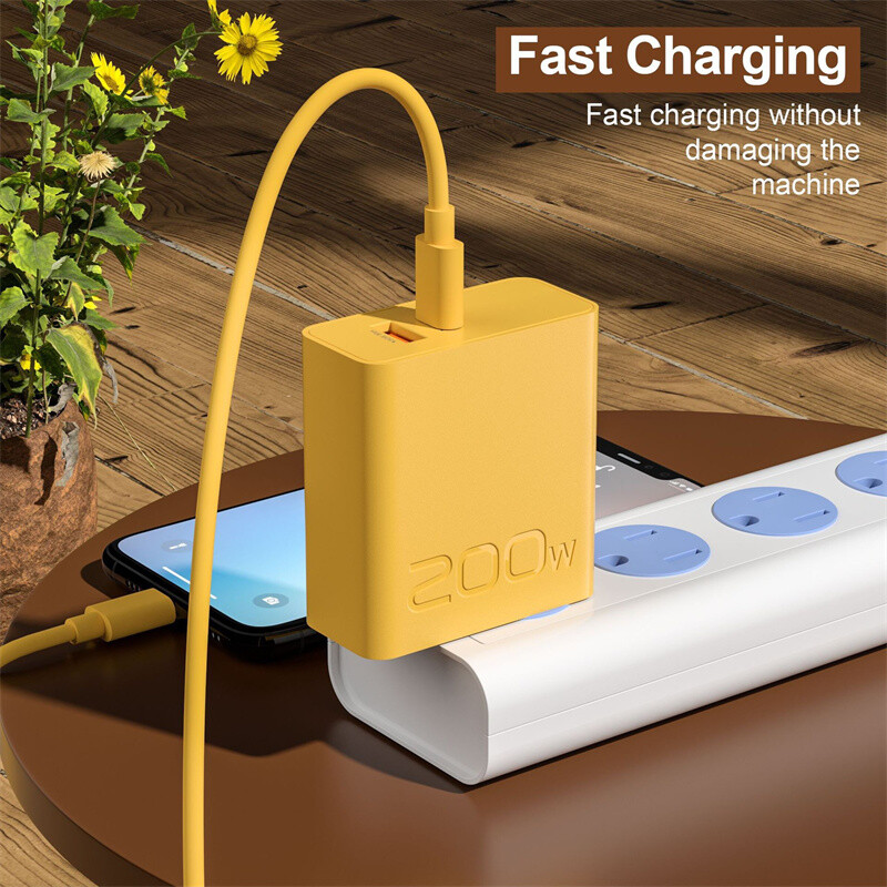 200W Fast Charging USB PD Wall Charger 100W 4 in1 Cable For All Cell Phone iPad