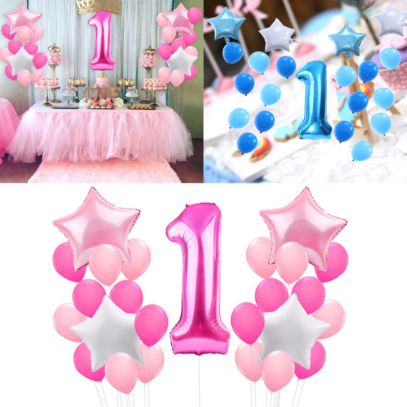 25x Boy Girl 1st Happy First Birthday Party Foil Balloons Baby 25x Boy Girl 1st Happy First Birthday Party Foil Balloons Baby