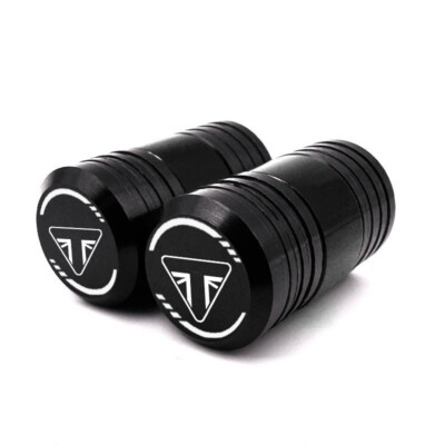 A PAIR OF TRIUMPH MOTORCYCLE TYRE VALVE CAPS ( BLACK)  . MOTO-8302