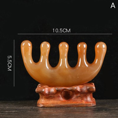 Natural Ox Horn Gua Sha Tools Scraping Point Full Body Massage Wide Toothed Comb