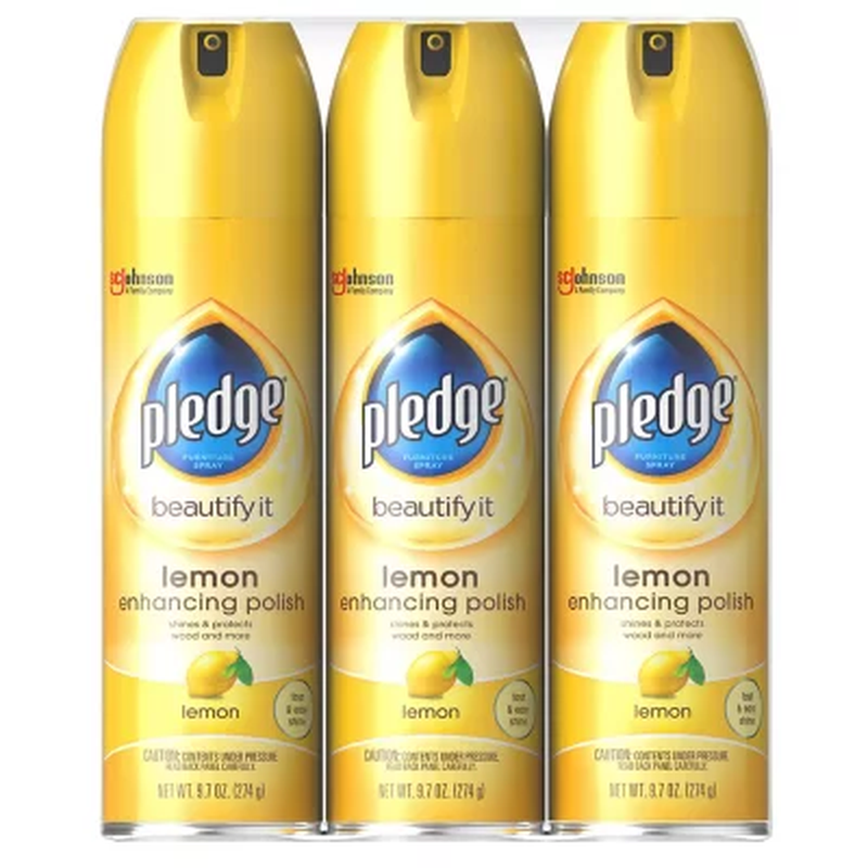 Pledge Enhancing Furniture Polish Spray, Lemon (9.7 Oz., 3 Pk.) FREE SHIPPING