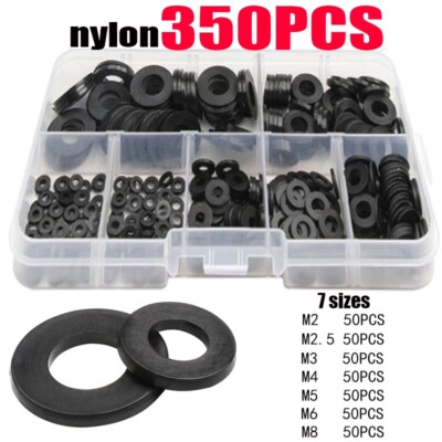 350Pcs Nylon Flat Washer Assortment Set Washers Metric Sealing Spacer Gasket