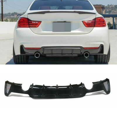 For 14-20 BMW F32 F33 F36 4Series M Sport Rear Diffuser Dual Exhaust Gloss Black