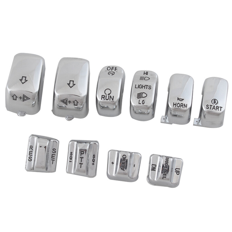 10x Chrome Hand Control Switch Housing Button Cover Cap For Harley Touring 96-13