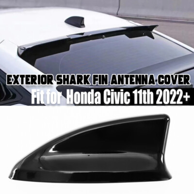 Gloss Black Shark Fin Antenna Decorative Cover For Honda Civic 11th 2022-23 New