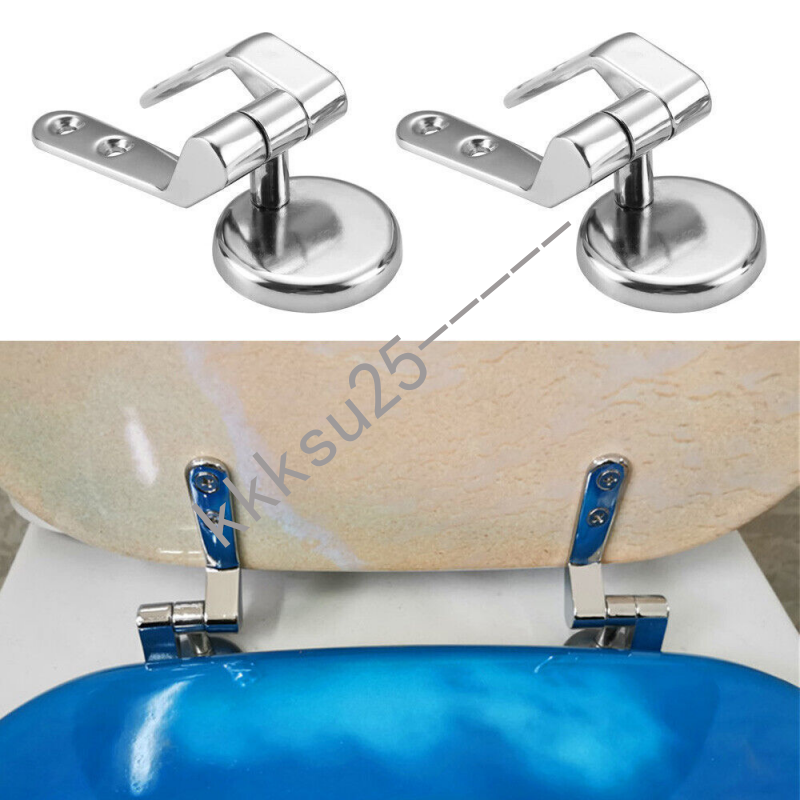 1 Pair Universal Chrome Toilet Seat Hinges Spare Replacement Fittings Bathroom
