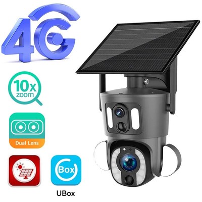 24/7 Dual Lens Solar Security Camera ULTRA HD 3K LIVE VIEW Smart Phone PTZ 4G