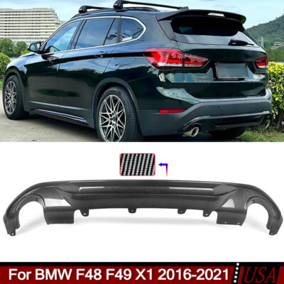 AC Style Rear Diffuser Dual Exhaust For BMW F48 F49 X1 2016-21 Carbon Fiber Look