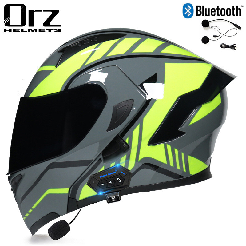 Bluetooth DOT ECE Full Face Flip Up Modual Motorcycle Helmet 2 lens Bike Helmet