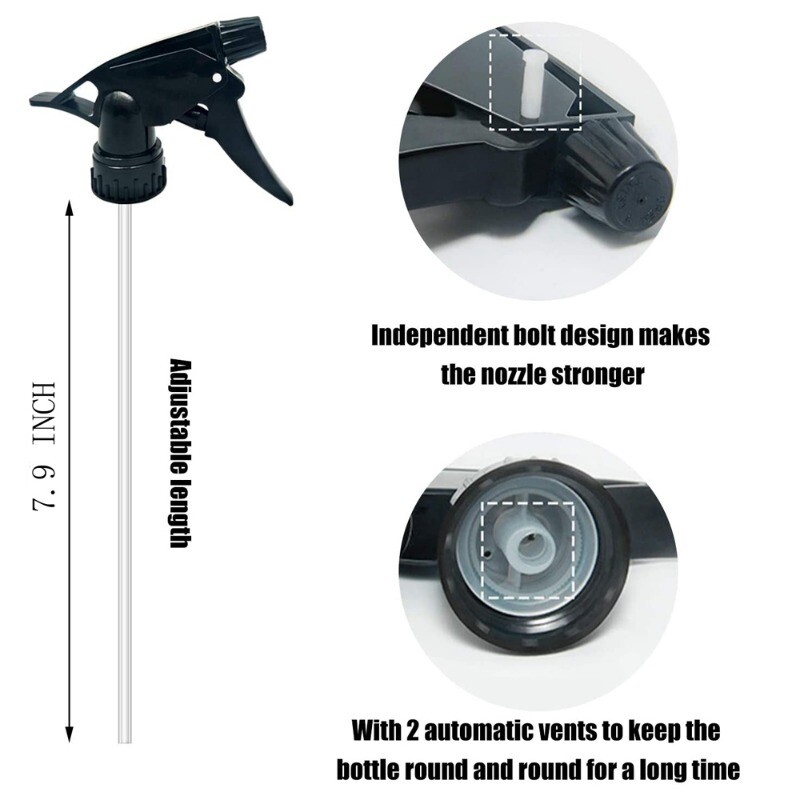 3 Pack 16 oz Heavy Duty Spray Bottle Plastic Trigger Chemical Resistant Sprayer