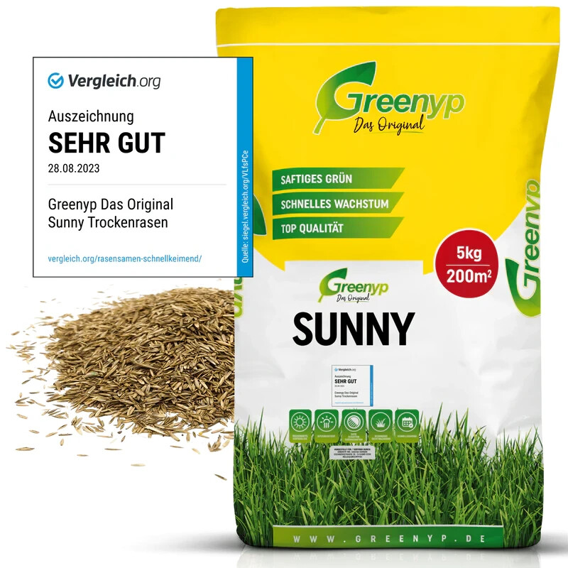 Greenyp Sunny DÃ¼Rreresistenter Trockenrasen Grassamen Rasensamen Rasensaat 5kg