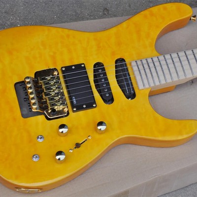 High Quality Double Shake Electric Guitars Cloud Pattern Yellow Active Pickup