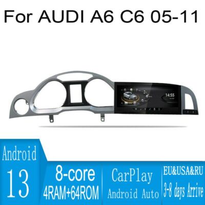 10.2'' Android Navigation Car Gps Stereo Radio Wifi Carplay For Audi A6 C6 S6 Mmi