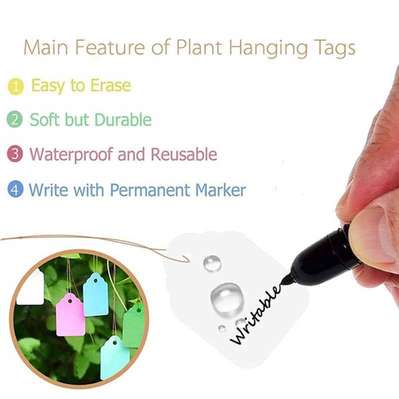 100x Plant Label Waterproof Hanging Plant Tag Marker Signs Garden Label Reusable
