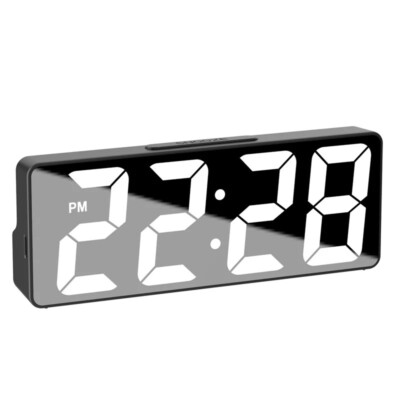 USB Voice Control Digital LED Alarm Clock Temperature Night Mode 12/24H Snooze