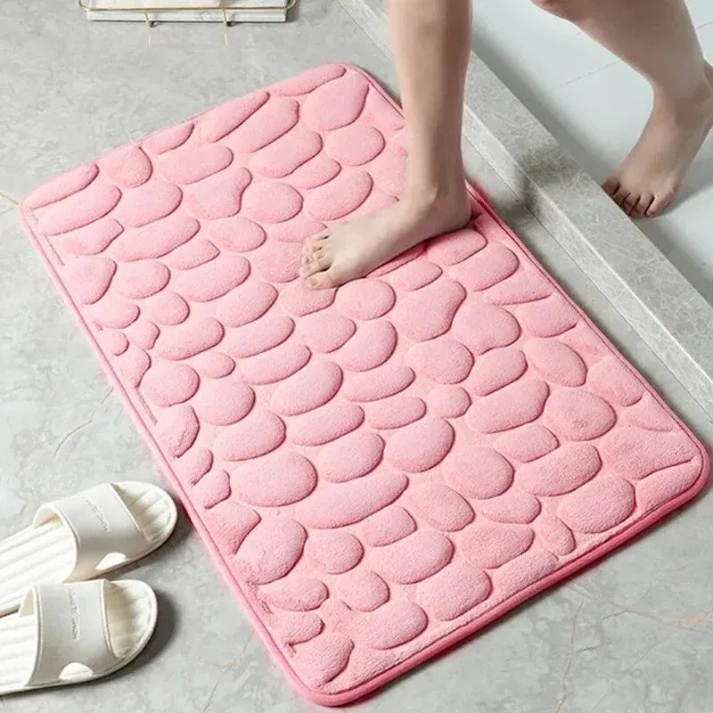 1Pc Embossed Fiber Carpet, Bathroom Living Room anti Slip Mat, Pebble Floor Mat,