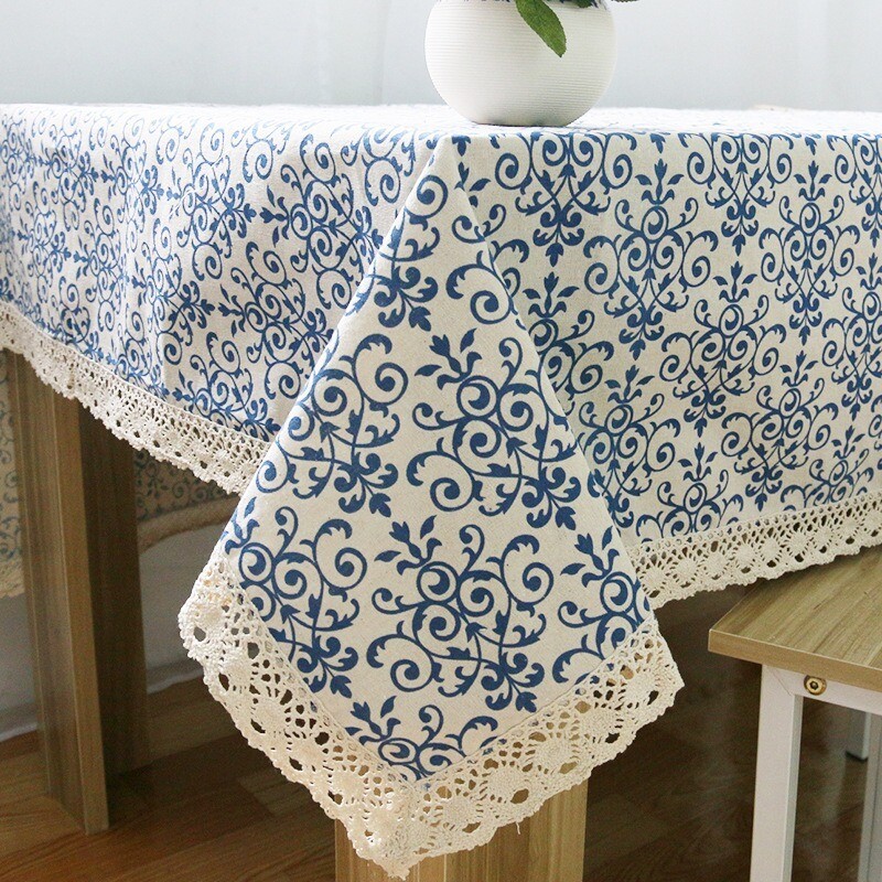 Cotton Linen Lace Tablecloth Rectangular Square Table Cloth Vintage Decor