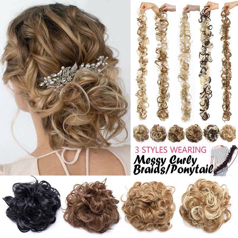Ombre Culry Elastic Messy Scrunchie Hair Extension Updo Bun