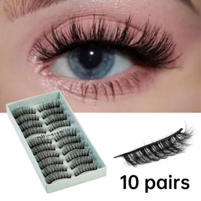 5/10Pair 3D Natural False Mink Eyelashes Long Thick Mixed Fake Eye Lashes Makeup